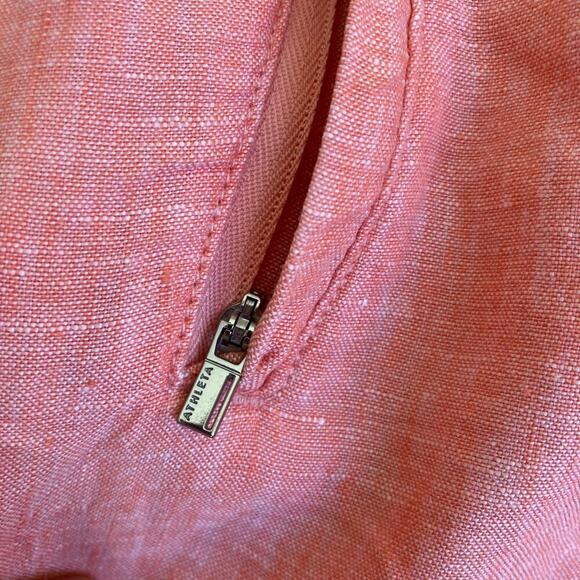Athleta Sz 12 100% Linen Retreat Shorts 4” In Peach Pull-on Pockets Comfortable - Picture 5 of 16